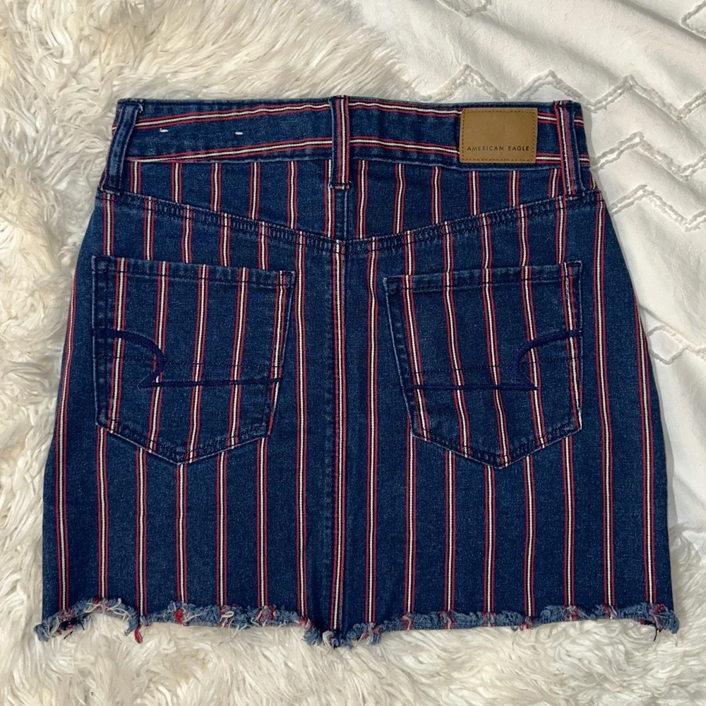 American Eagle | Super Stretch High Rise Striped Denim Mini Skirt